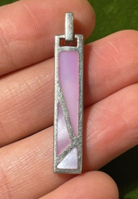 Kit Heath Rosa Perlmutt Mop Intarsie Sterlingsilber Stange Anhänger 11B 5.7