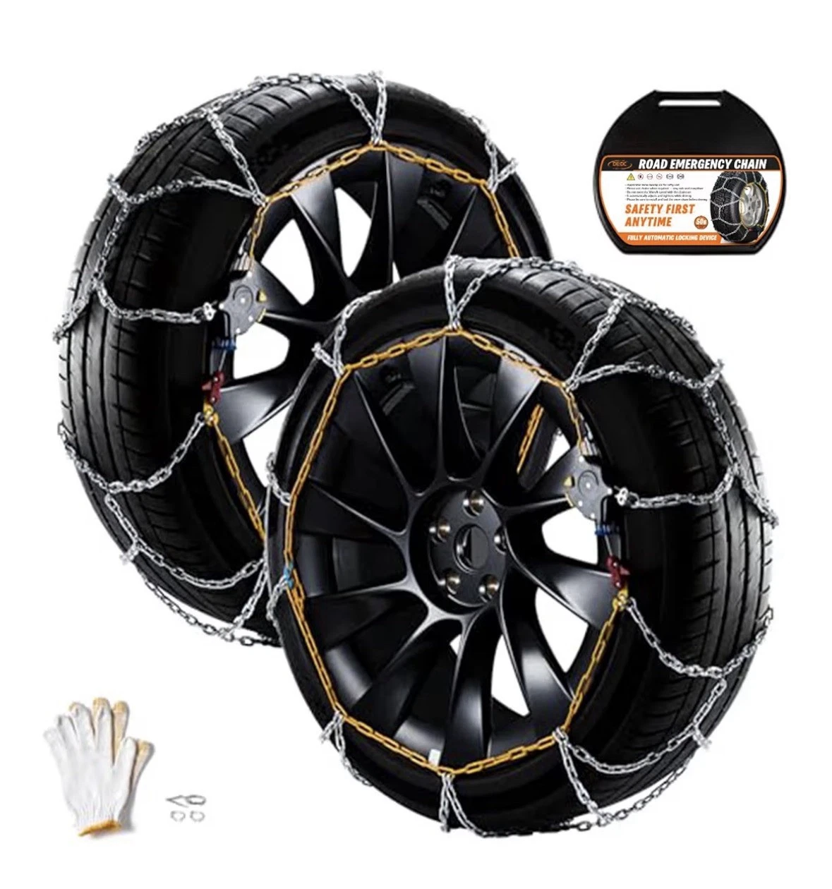 Set Of 2 Snow Tire Chains Easy Install Quick Fit Universal 215 - 265 MS1519
