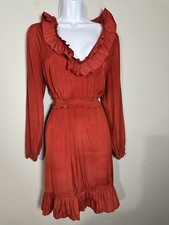 Rapsodia Amrita Red Mini Dress - Romantic Boho Chic Ruffle Size L