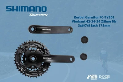 SHIMANO Kurbel Garnitur 42-34-24 Zähne Crankset FC-TY301 Fahrrad Antrieb 175mm s - Bild 1 von 3