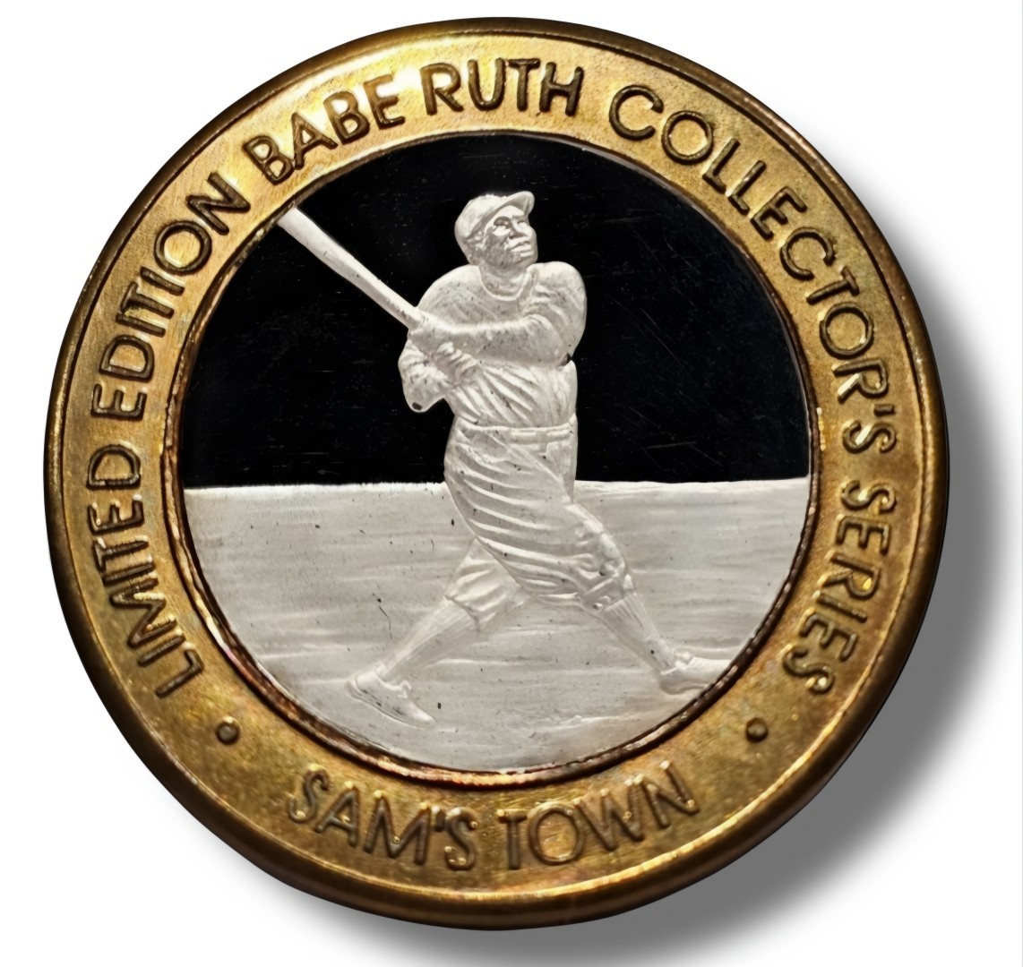 RARE .999 SILVER BABE RUTH $10 TOKEN SAM'S TOWN ROBINSONVILLE MS CASINO ...
