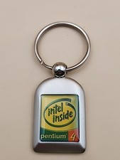 INTEL INSIDE Silver Tone Pentium 4 Vintage 2000's Promotional Swivel Keychain