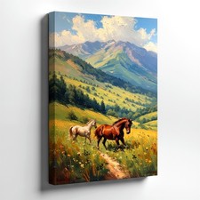 Wall Art Mountain Landscape Floral Garden Path Oil Painting Canvas Print Decor