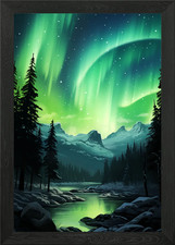 Quadro stampa su tela poster arte da parete con cornice Aurora