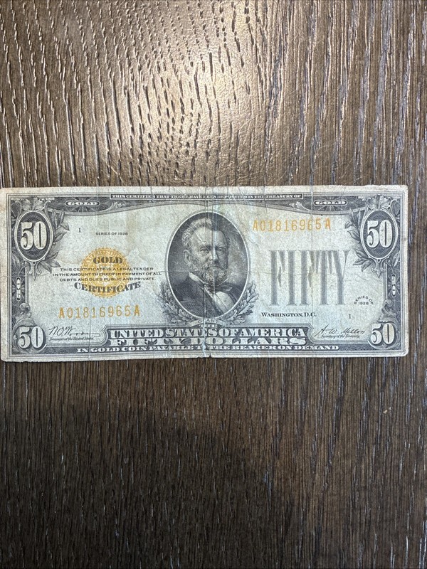 FR 2404 1928 $50 Gold Certificate Small Size