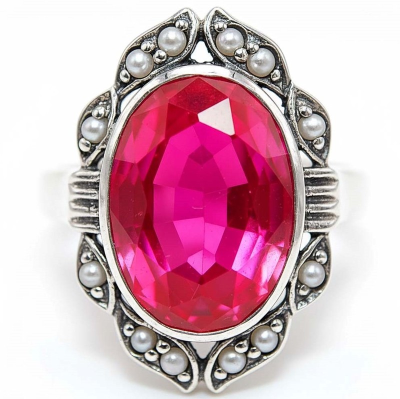 4CT Heat Treated Rubellite Tourmaline 925 Sterling Silver Ring Sz 8 PC9-3