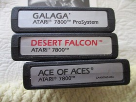 Atari 7800 Cartridges + Manuals  - ACE of ACES; DESERT FALCON; GALAGA - Tested