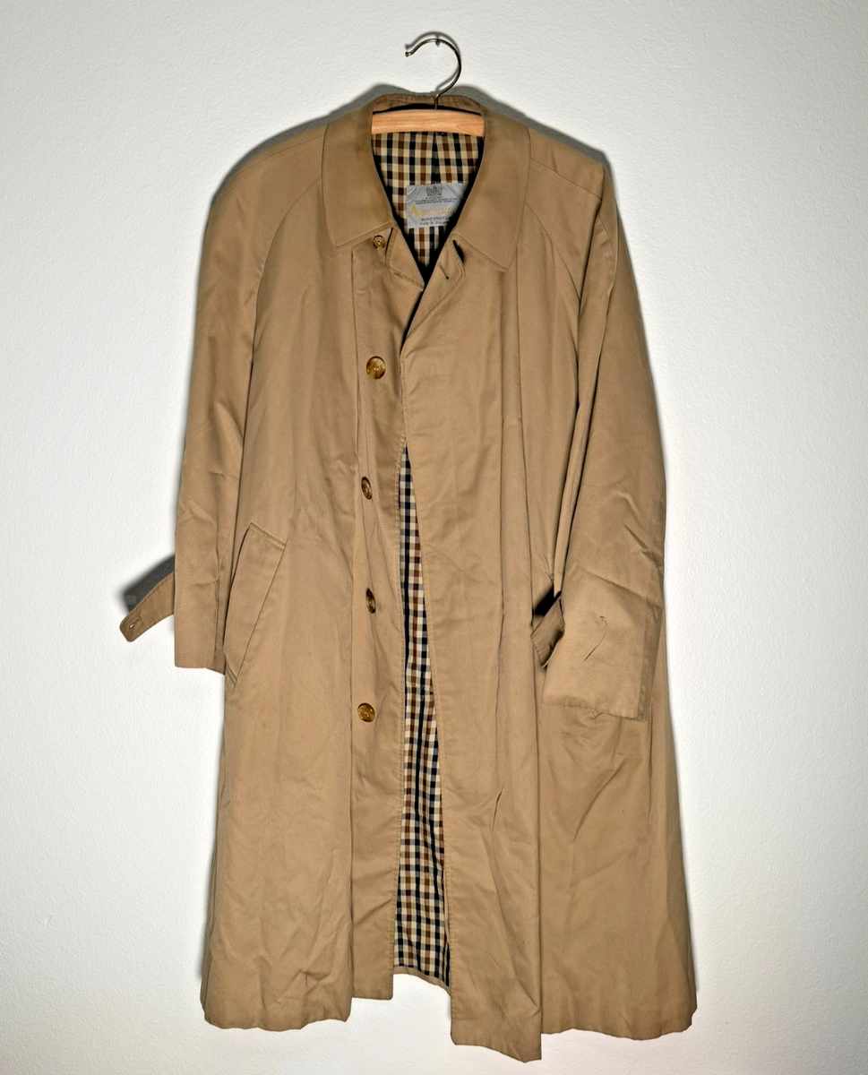 Vintage Aquascutum London Trench Coat 44R Tan Made In England