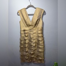 Jessica Howard layered Gold Shimmer Layered sleeveless dress holiday party event