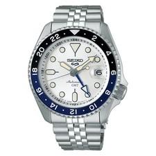Seiko 5 Sports SBSC017 GMT Automatic White Dial 42mm Stainless Steel Working