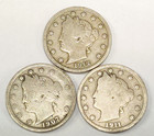 1907 & 1911 & 1912  Liberty "V" Nickel Set - "P" Mint — photo 1