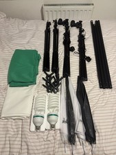 Photography Studio Lighting Kit Umbrella Stand Backdrop Green Screen Full Set