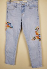 Anthropologie Pilcro and the Letterpress floral embroidered ankle jeans Light 27