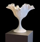 Vintage Fenton Silver Crest White Milk Glass Pedestal Bowl PM08 O**