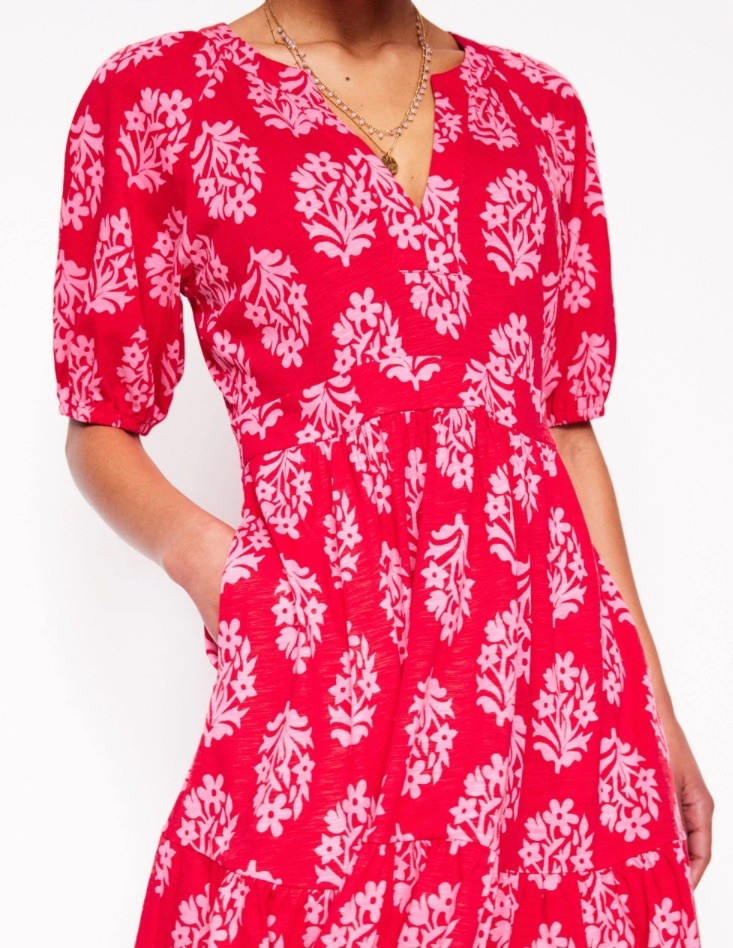 Boden Piper Short Jersey Dress US Size 10 Red Pink | eBay