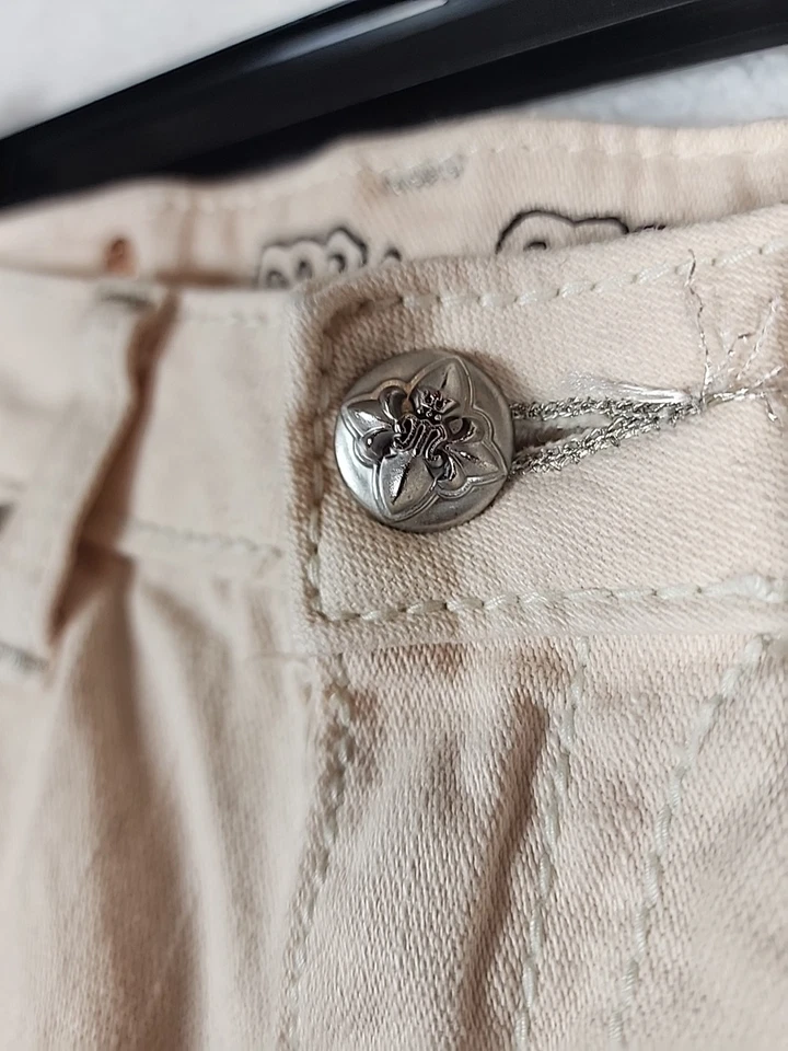 Miss Me Bermuda Shorts Women's Size 14 Peach Embroidered Mid-Rise Bling Pockets - Image 4 of 4