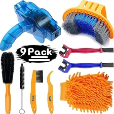 9-Piece Bike Cleaning Kit – Chain Cleaner & Brush Tools for MTB/Road/BMX