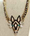 Betsey Johnson Zebra  Necklace Black Enamel Rhinestone Gold Tone Statement — photo 6