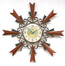Huge 51cm PAICO 1970s Sunburst Vintage Wall Clock Midcentury Retro Kitsch