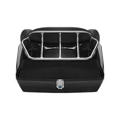 48L Motorcycle Top Box Black Rear Luggage Tour Pack Universal Harley Honda