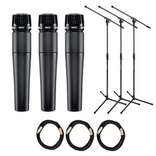 3-Pack of Shure SM57 Instrument Microphones Bundle with Mic Stands XLR Cables
