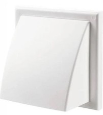 White Wall Grill + Backdraft Shutter and angled cowl  4”/100mm Diameter Spigot