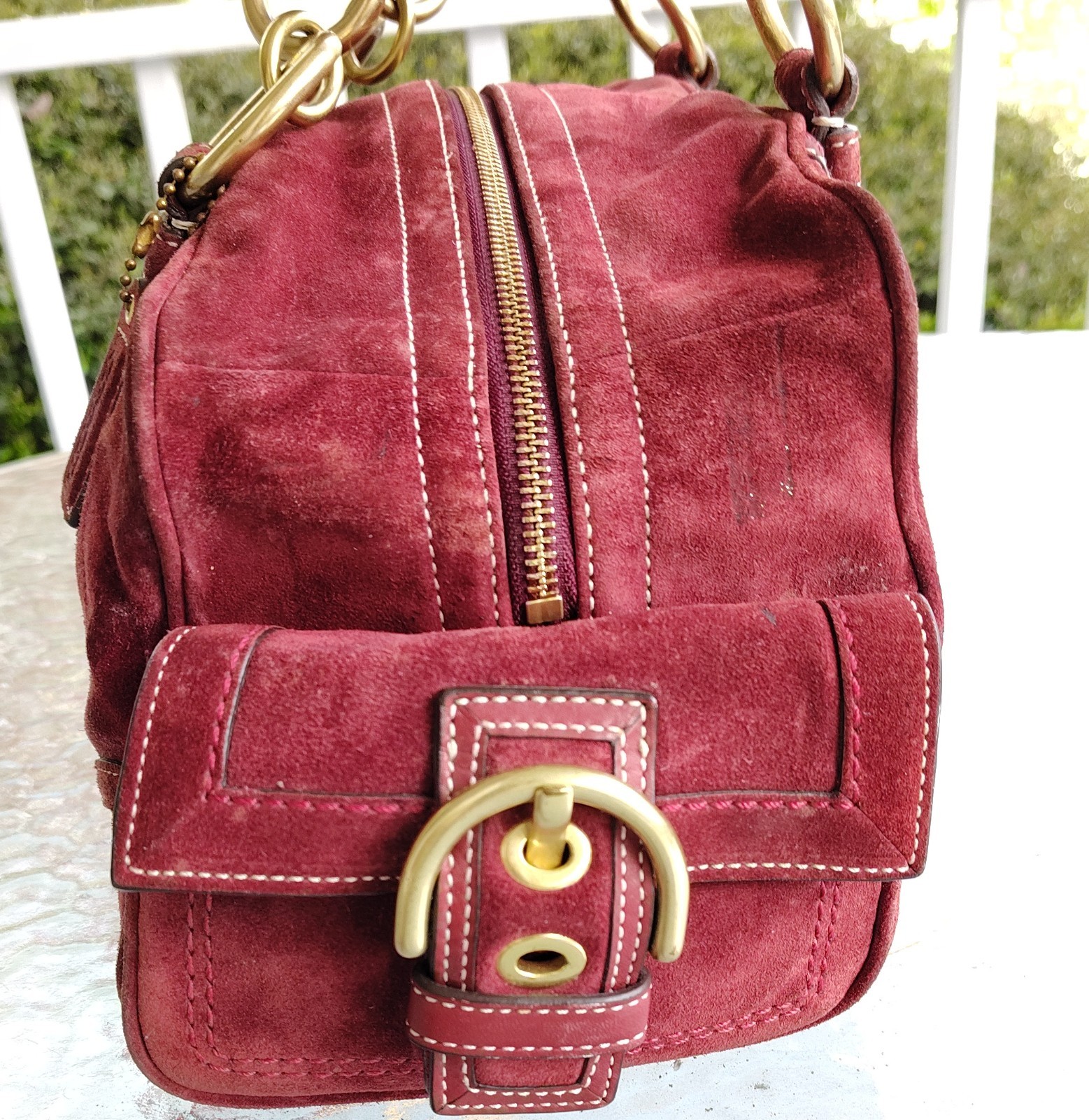 Coach SMALL 10061 Vintage Mia Soho Y2K Burgundy Suede Satchel Bag image 5