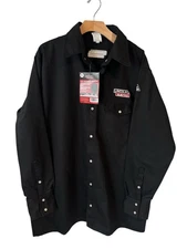 Lincoln Electric Welding Shirt XL Black Long Sleeve Flame Resistant Pearl Snap