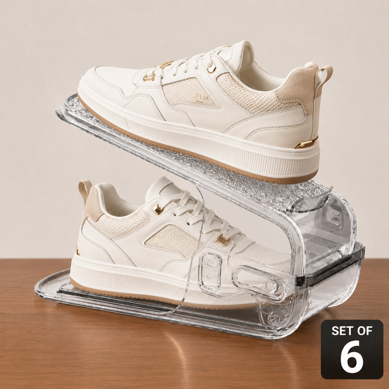 Range-chaussures transparent ajustable pour en finir avec le désordre des placards lot de 6