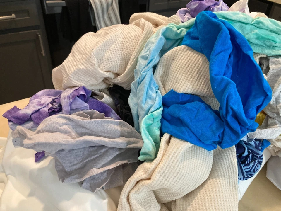 Sewing Fabric Scraps Lot - Jersey, Waffle, Tie-Dye, Knits - Over 8 lbs - Image 4 of 4