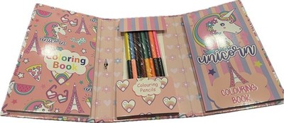 Unicorn Coloring Book Set with Coloring Pages & Colored Pencils, Art Supplies fo