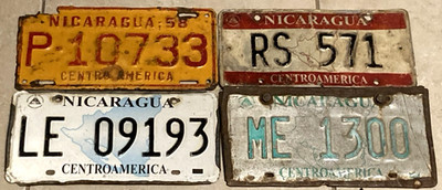 LOT Nicaragua License Plates RED BAND MAP TAXI MUNICIPAL LEON 1958 PASS. RARE!!!