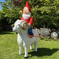 Gartenzwerg Ziege Steinbock Zwerg Garten Gartenfigur Figur Statue Schaf Deko Rot