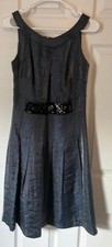 Lavender Label Vera Wang Metallic Sleeveless Cocktail Dress with Sequin Waist