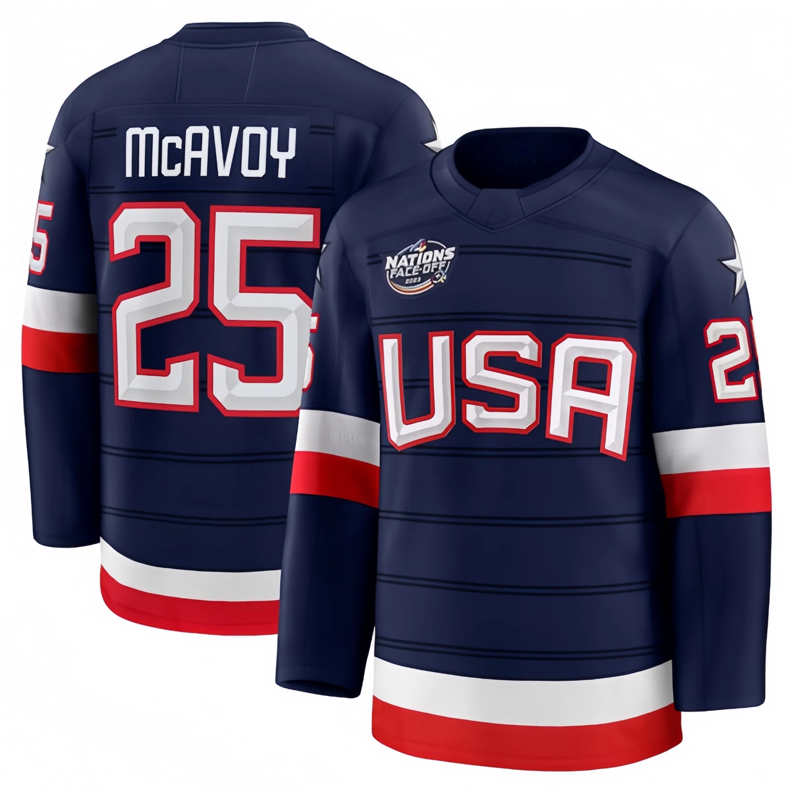 Custom Men's Navy 2025 4 Nations Stitched Hockey Jersey