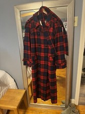 Pendleton Vintage 50s Red Navy Green Tartan Plaid Double Breasted Coat Size M