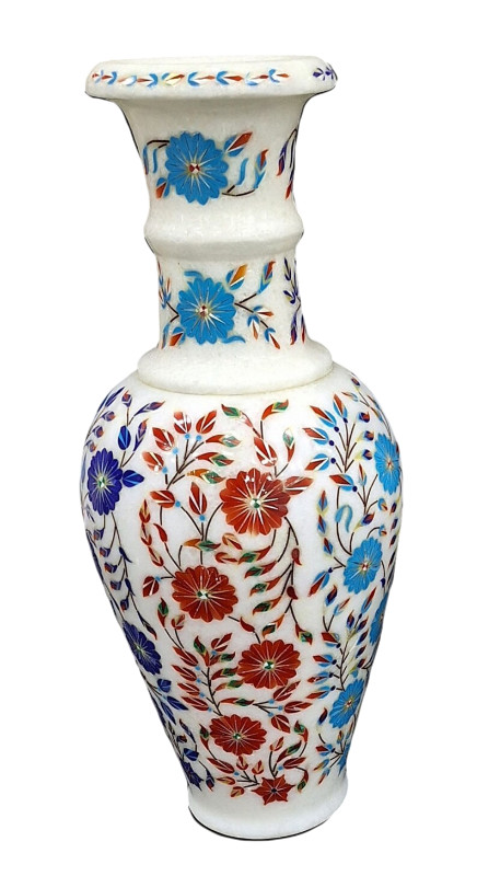 Kaufen Sie Marmor Blumenvase Multi Halbedelstel Floral Fine Inlay Art Decor