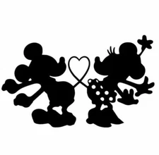 Vinyl Decal - Mickey Mouse & Minnie Mouse Silhouette, Heart Tails (Disney)