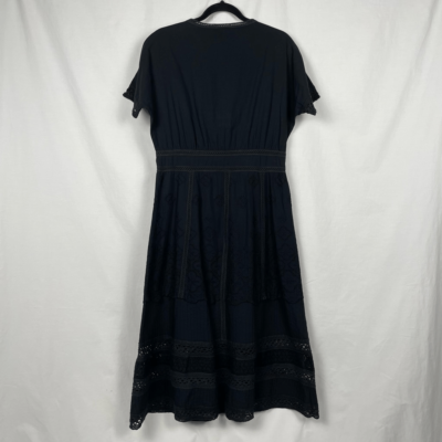 Saks Fifth Avenue Black Cotton Poplin A-Line Midi Eyelet Dress - Women's 6  | eBay