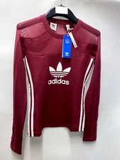 Adidas Originals Mesh 'Centre Stage' Asymmetric top - Maroon Red - XS - BNWT