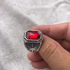 Nepalese craft Tibetan gemstone ring Ethnic Tibetan silver gemstone ring