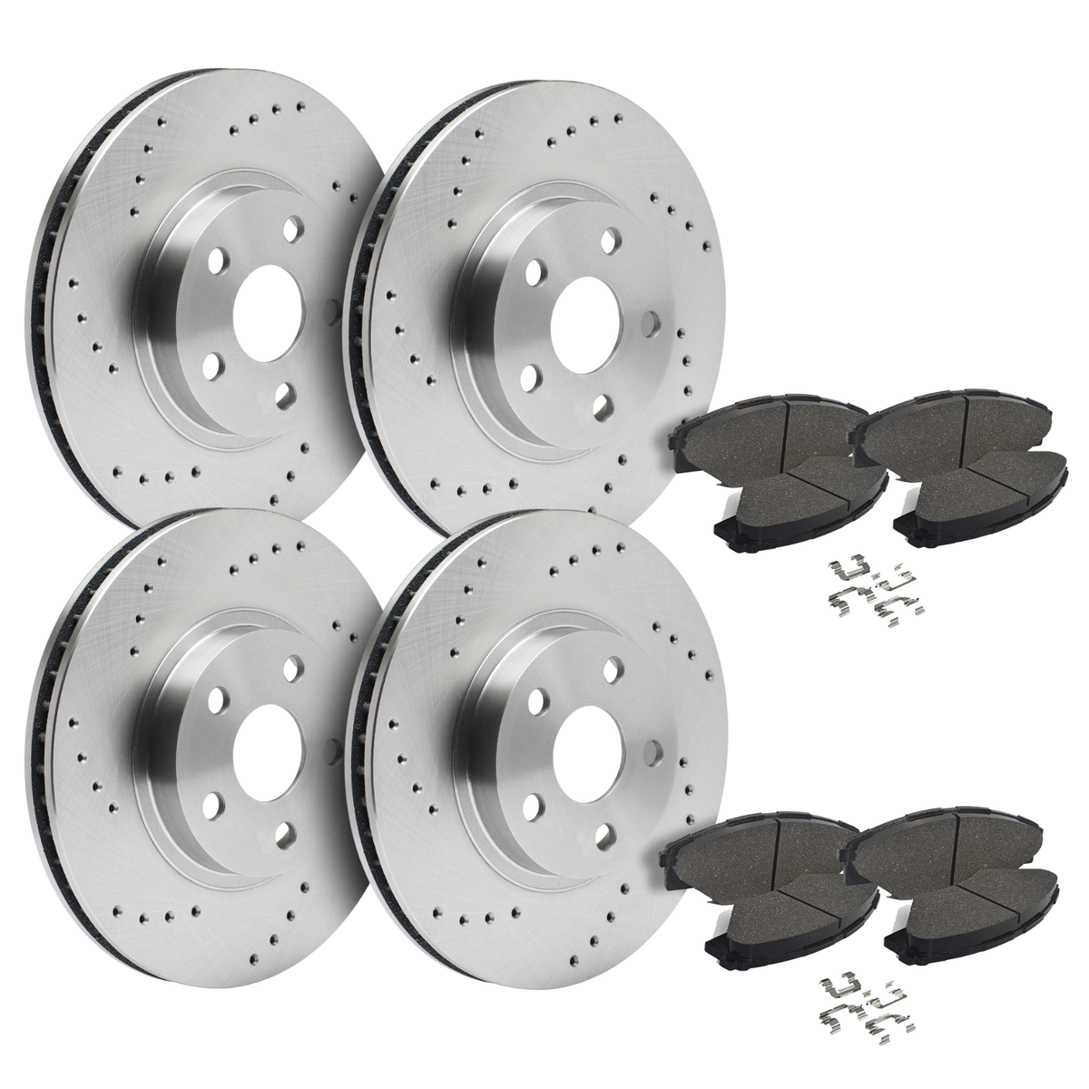 Front & Rear Drilled Brake Rotors + Pads for Chrysler 200