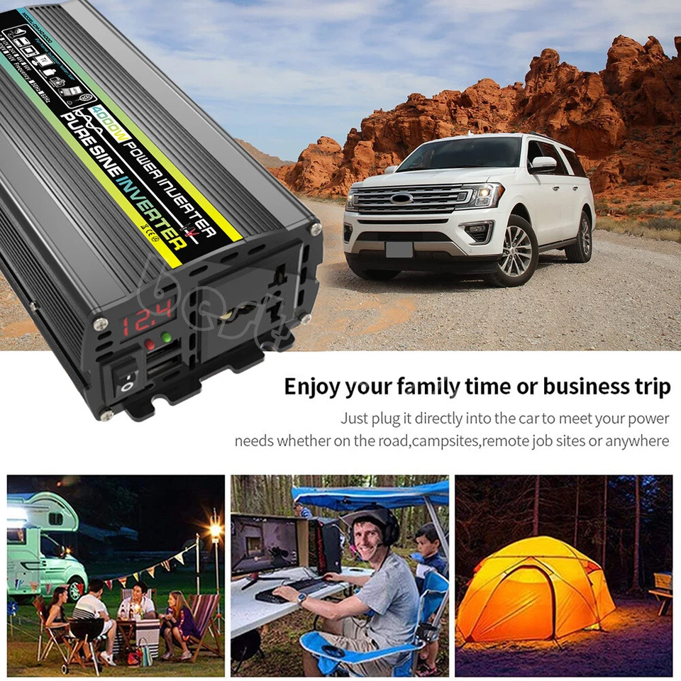 4000W Power Inverter DC 12V 24V 48V 60V To AC 110V 220V Pure Sine Waveform - Image 2 of 4