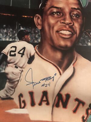 NEW YORK SAN FRANCISCO GIANTS LEGEND WILLIE MAYS SIGNED POSTER