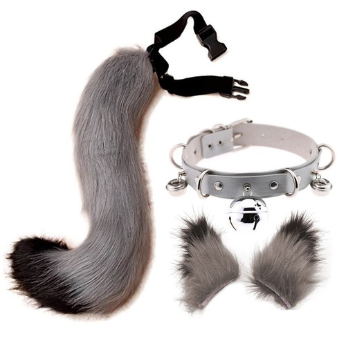 Unisex Absorbing Fox Tail Ears Set Animal Element Adjustable Wolf Tail Bell - Picture 12 of 32