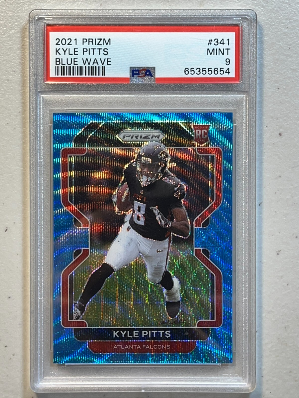 Kyle Pitts PSA 9 2021 Panini Prizm /199 Blue Wave Rookie RC #341 Falcons Mint