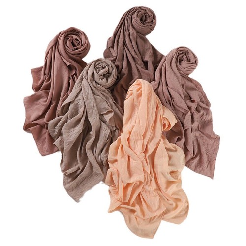 Muslim Women Solid Color Crinkle Scarf Hijab Long Headscarf Wrap Shawl 180*90cm - Picture 5 of 61