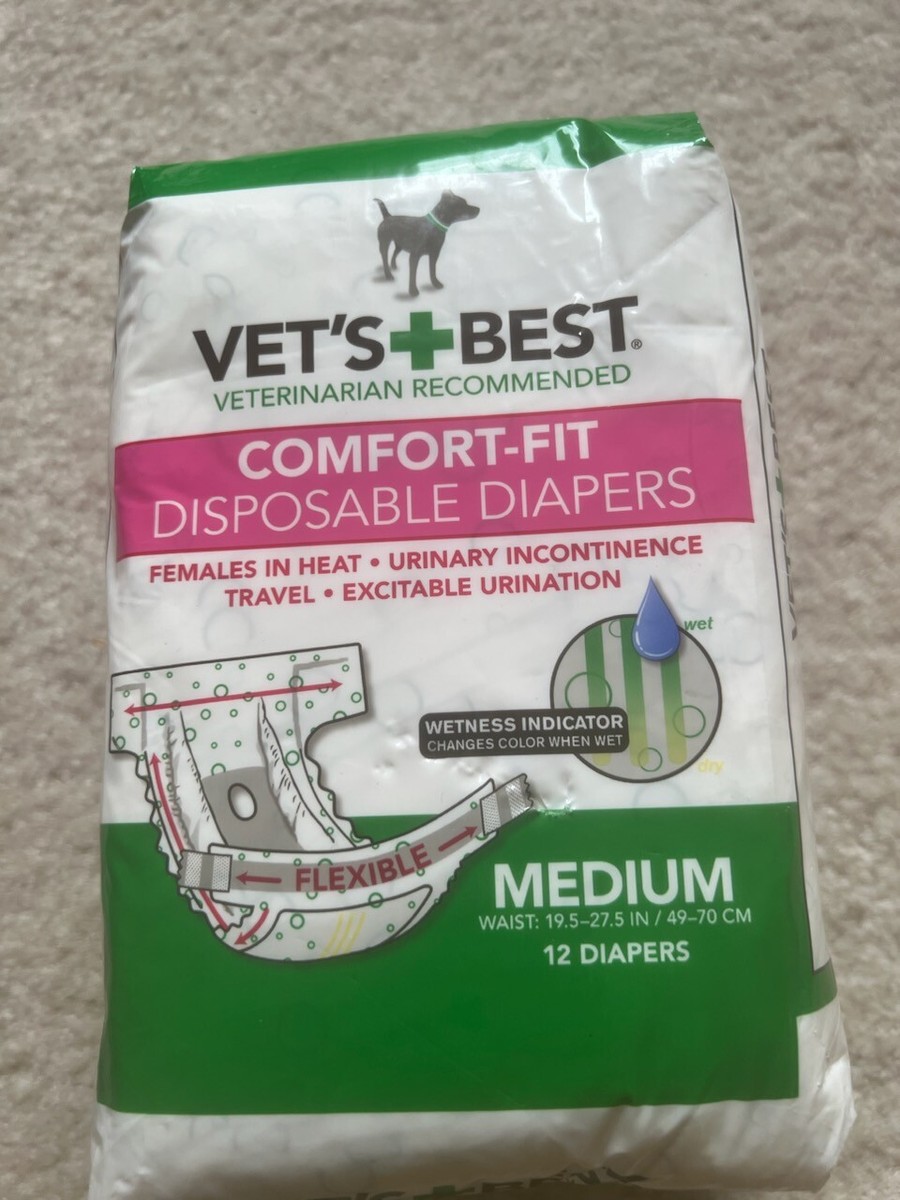 2X Vets Best Comfort Fit Dog Diapers Disposable Female Dog Diapers  Absorbent Med