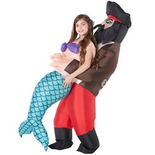 Disfraz de pirata inflable de sirena Pick Me Up para niños niñas Carry Me Ariel Explotar