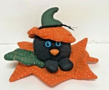 HALLOWEEN Black Cat 9" Coming Out of a Pumpkin Cloth Decoration
